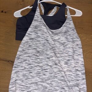 lululemon athletica Grey and White Tank Top with Built in bra